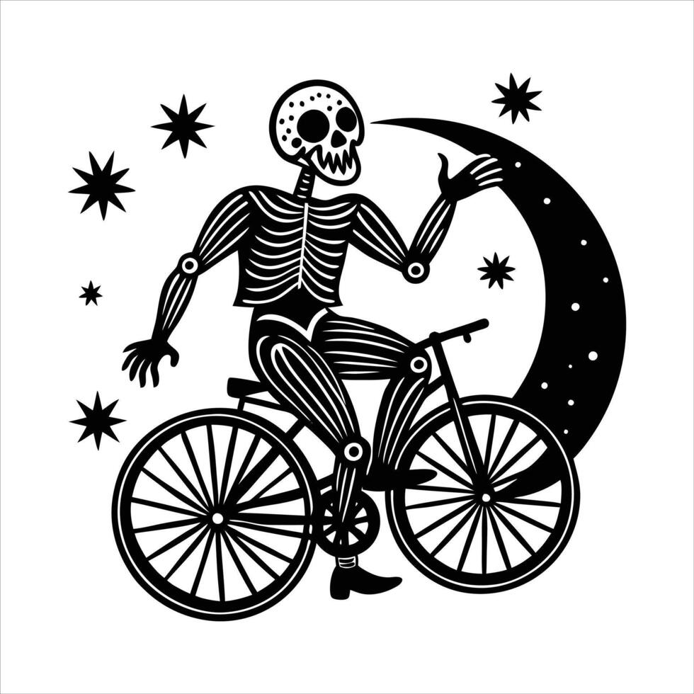 Skeletons Dancing Under a Full Moon vector