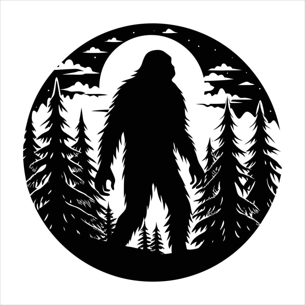 bigfoot shadow in moonlight vector