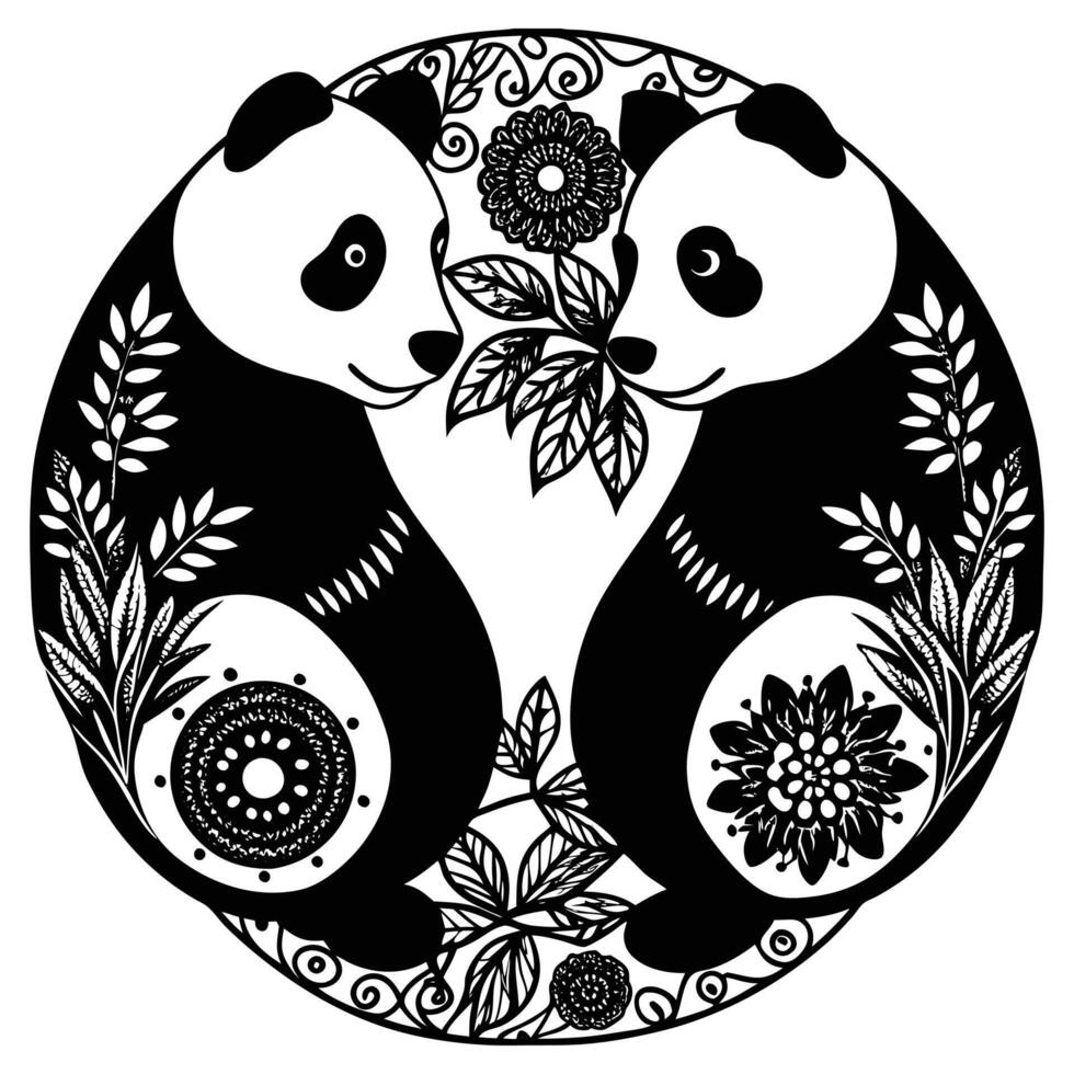 Yin Yang Panda vector