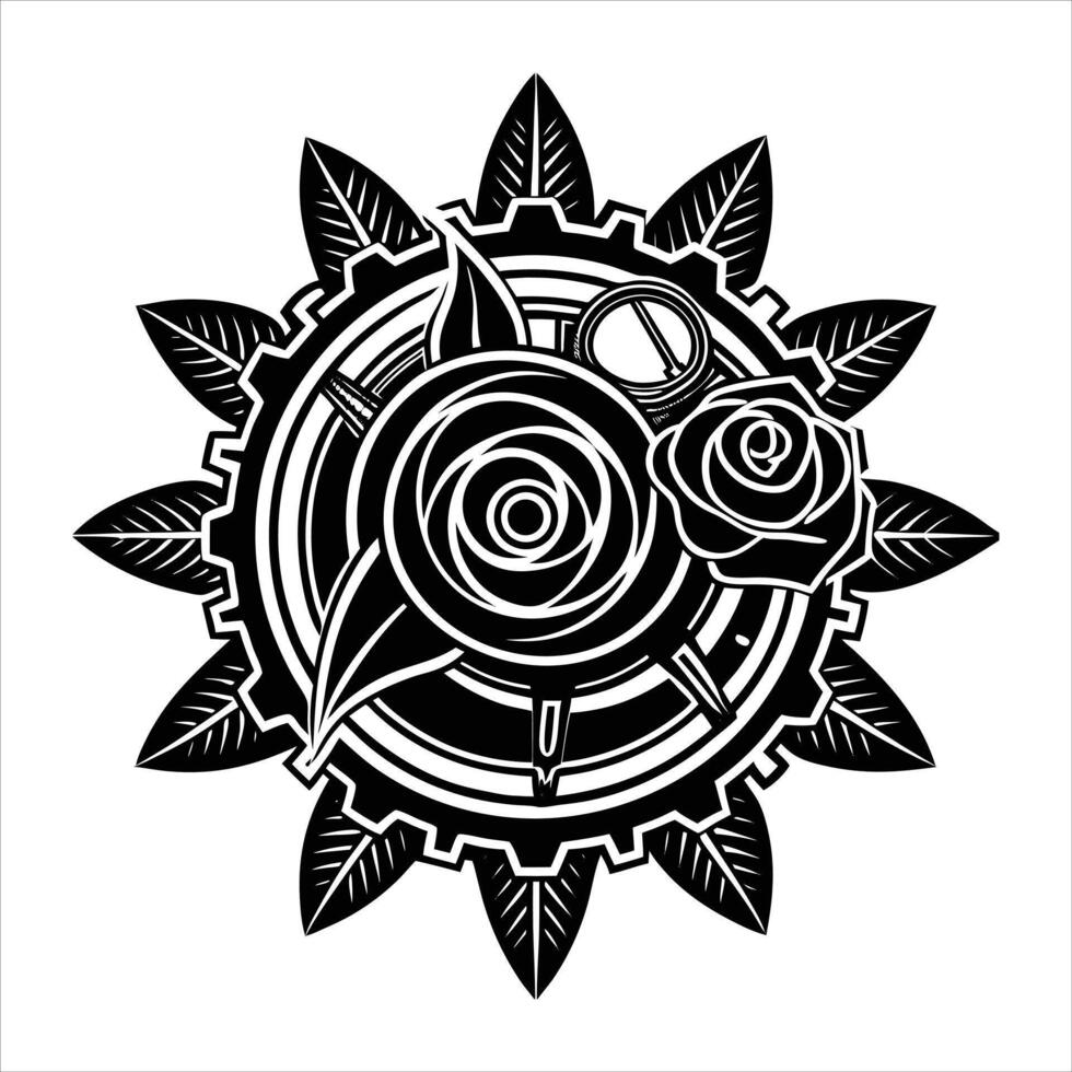 steampunk mechanical rose vector