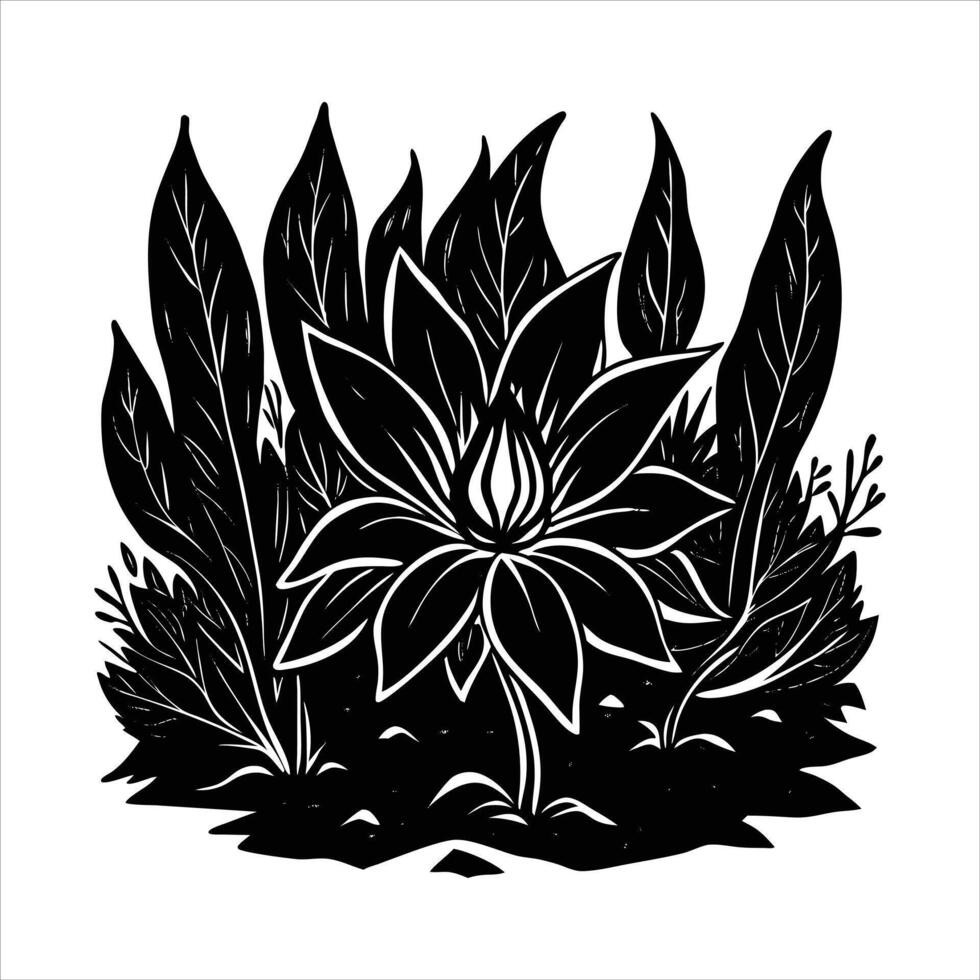 bioluminescent flower in a dark forest vector