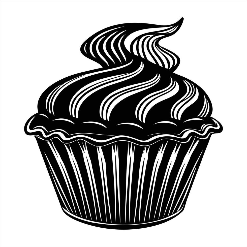 ilhouette muffin cake food black color only vector