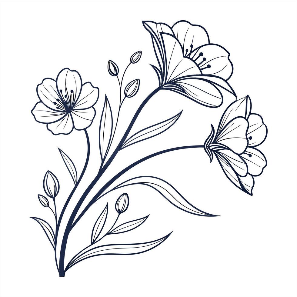 A drawing of flowers with the word vector