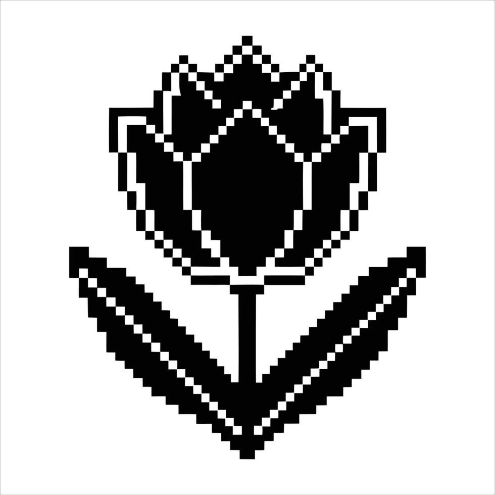 pixel art tulip a retro vector