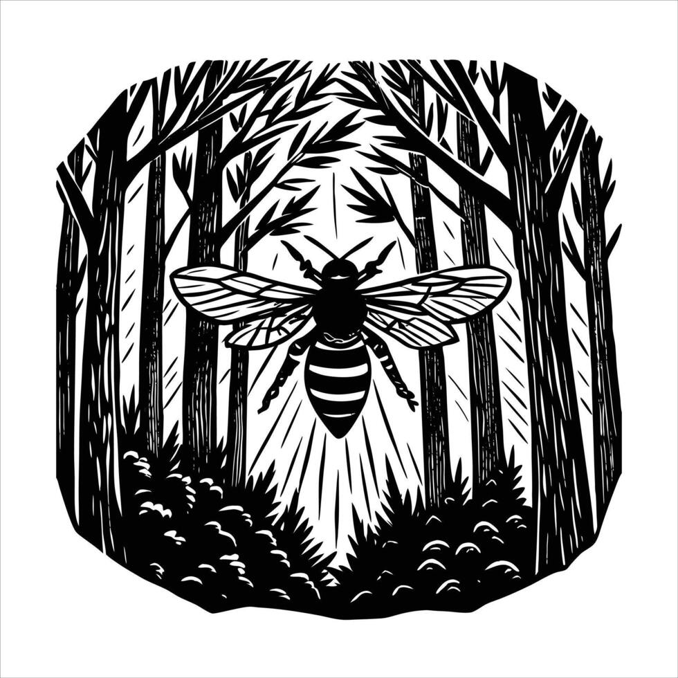 Free Black and White Bee vector