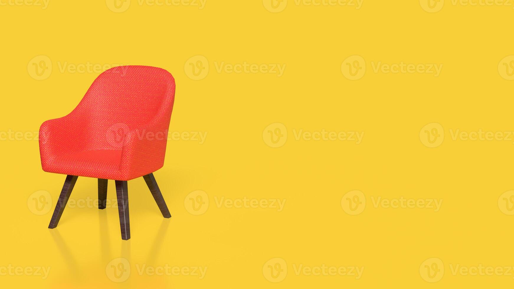 Red chair on yellow background 3d Rendering. . photo