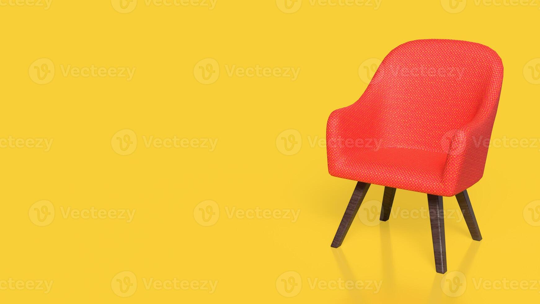 The Red chair on yellow background 3d Rendering. photo