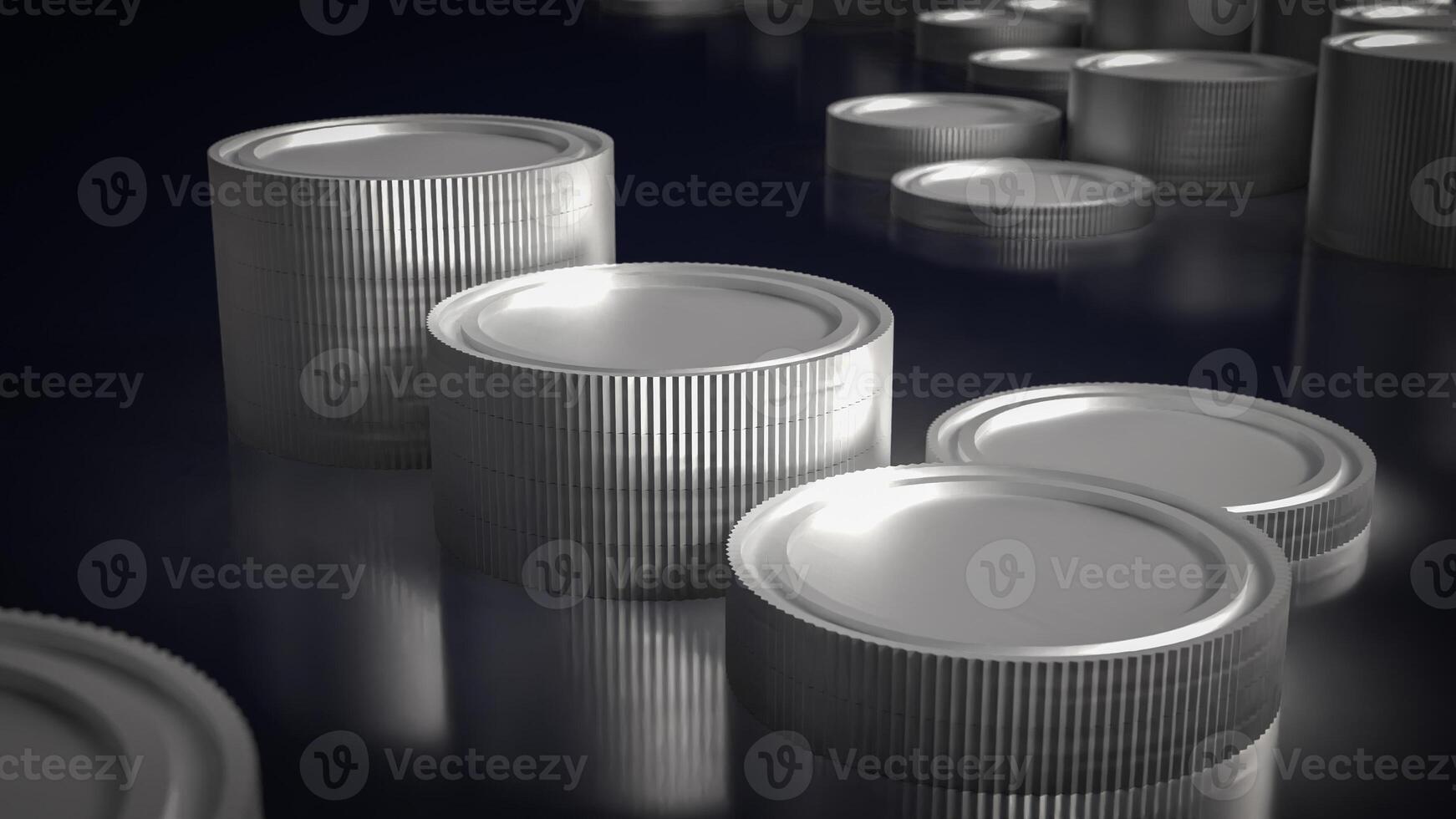 Silver coins for Business concept 3d Rendering. . photo