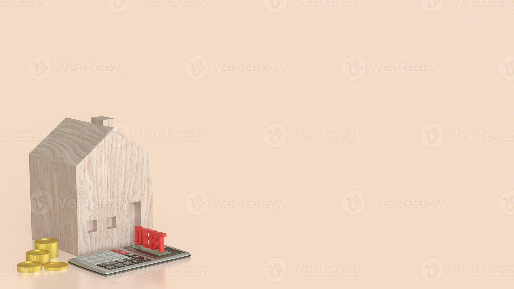 Calculator and House for Debt concept 3d Rendering . photo