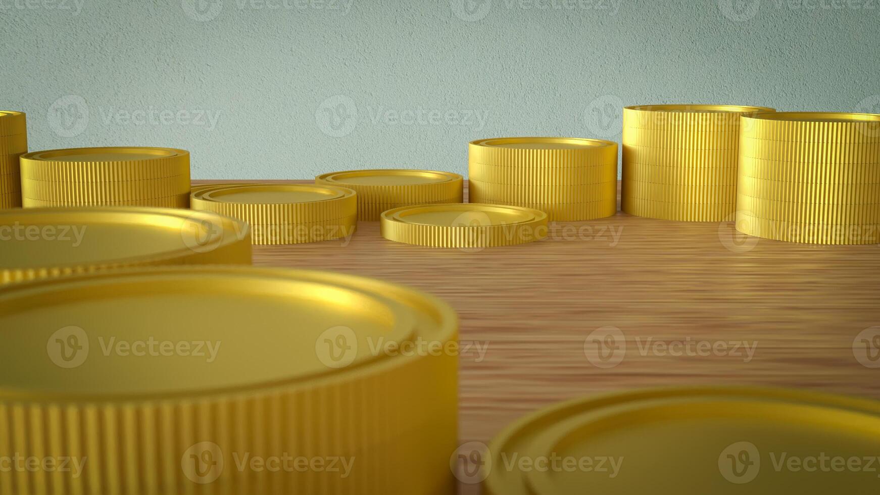 Gold coins for Business concept 3d Rendering. photo