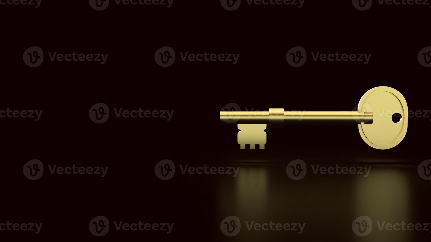 The Gold key for security or business concept 3d Rendering. photo