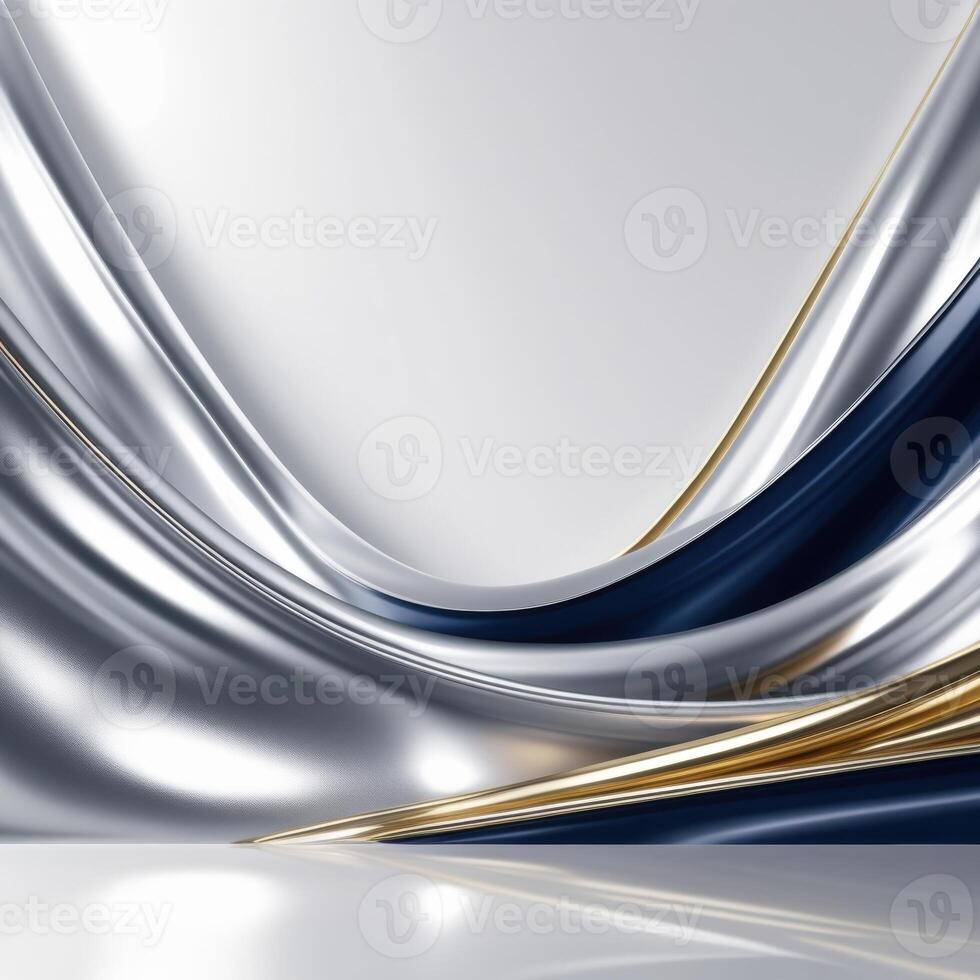 a silver and gold background with a wave photo