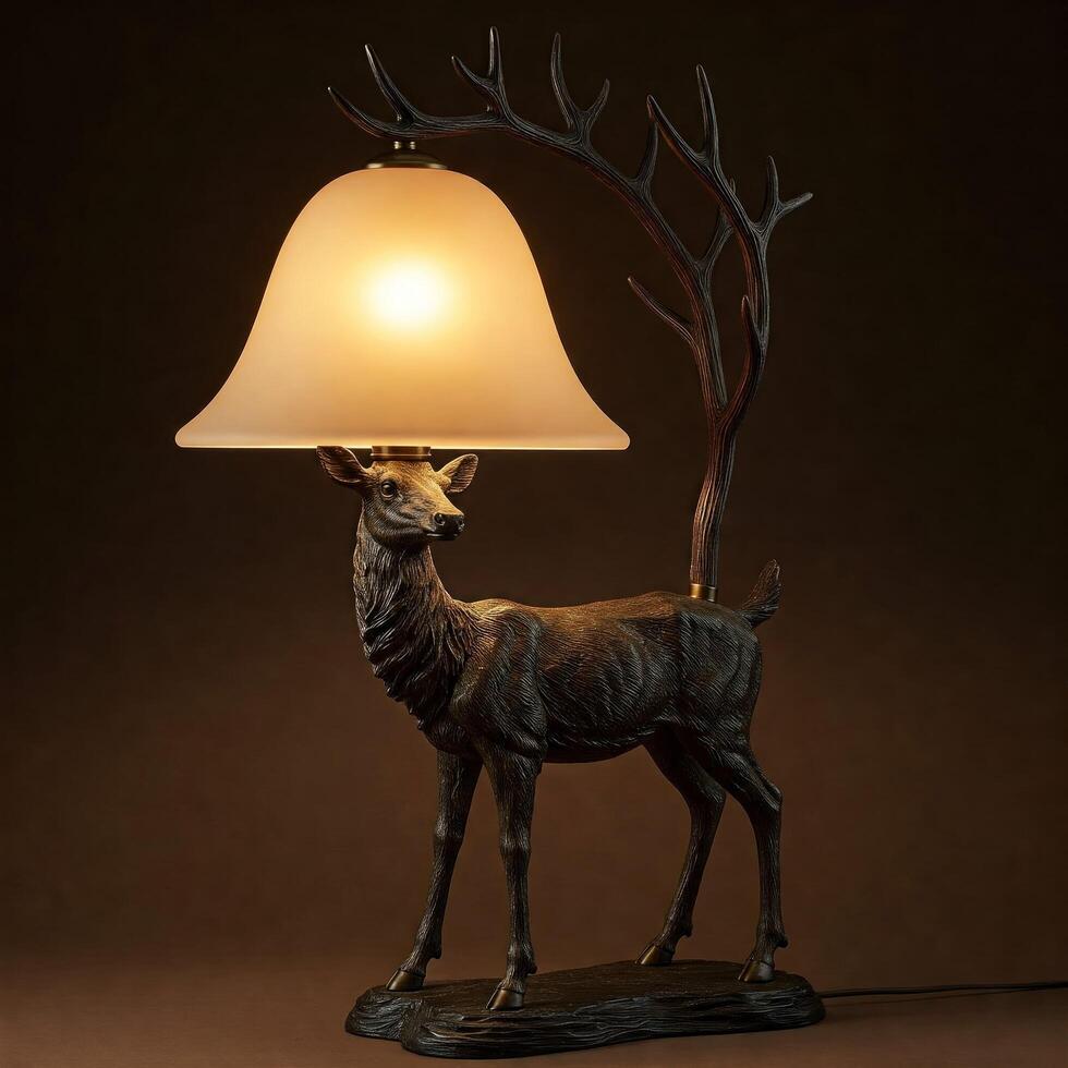 Deer Lamp with Frosted Shade photo