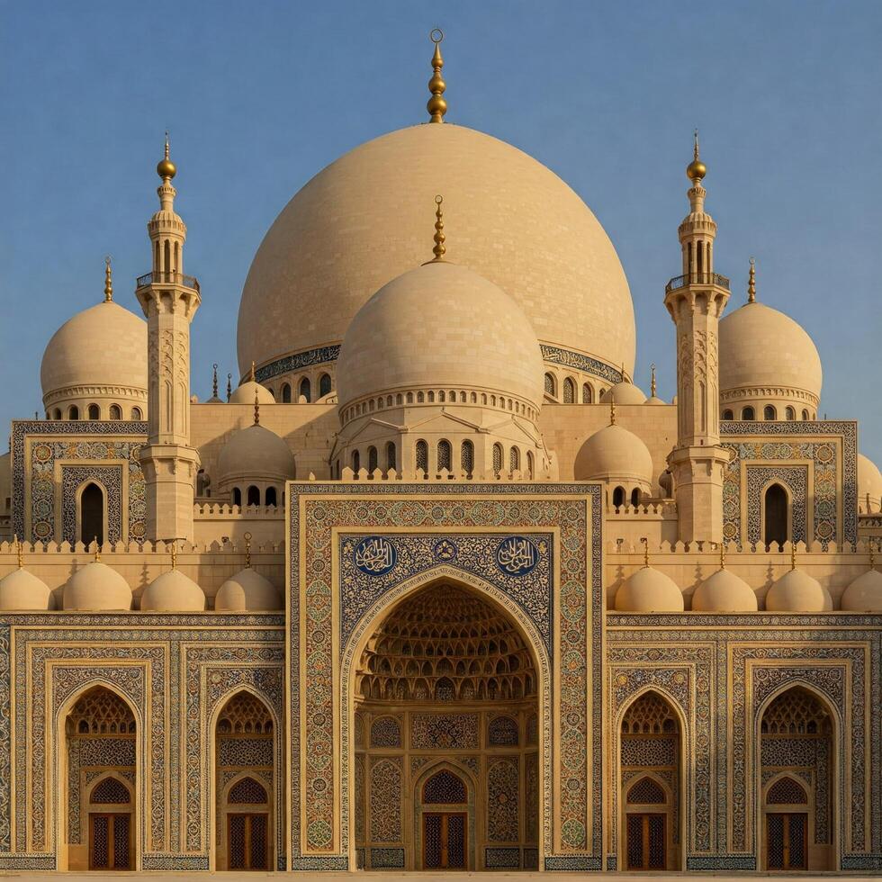 Grand Mosque Facade, Sunny Day photo