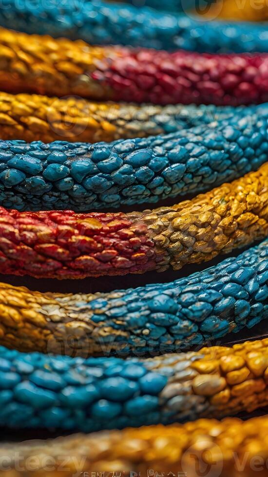 Vibrant Textured Colorful Ropes Closeup Macro Photography Artistic Abstract Design photo
