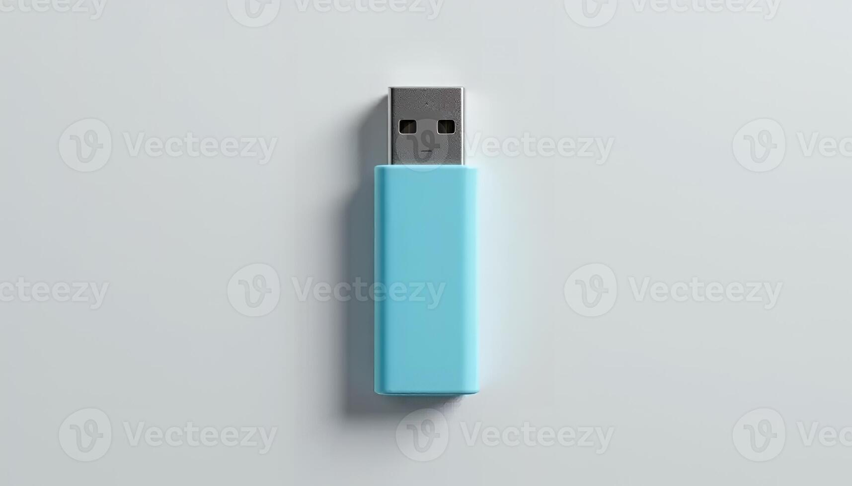 Close Up of Turquoise Usb Flash Drive for Data Storage Concept photo