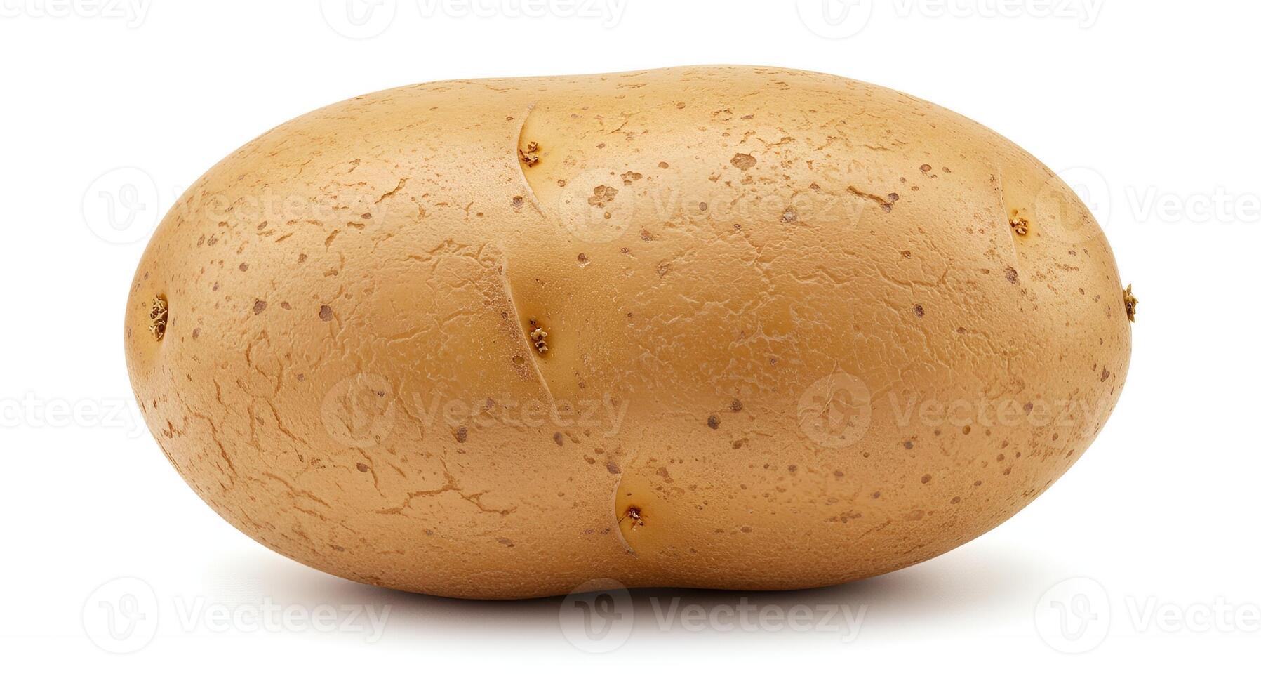 Isolated Raw Potato Close-up Showing Texture and Sprout Spots on White photo
