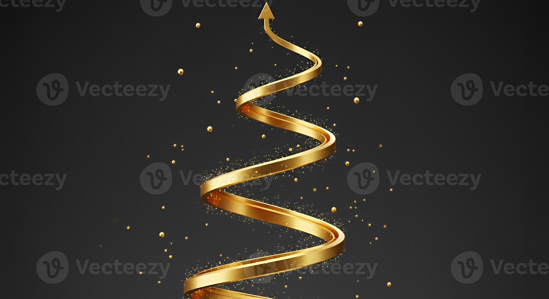 Golden spiral on black background photo