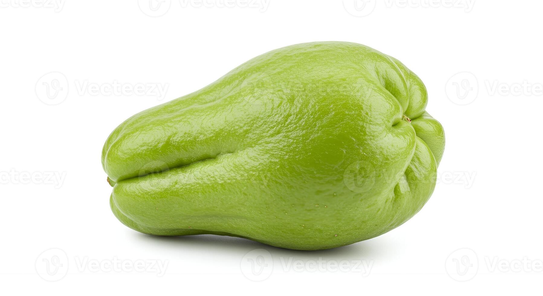 Chayote Squash Close-up Against White Background Showcases Fresh Green Vegetable photo