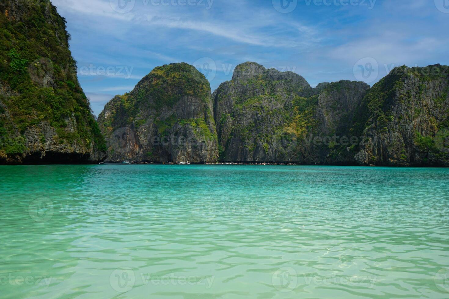 Beautiful and stunning view of Maya Bay, Phi Phi Island, Thailand photo