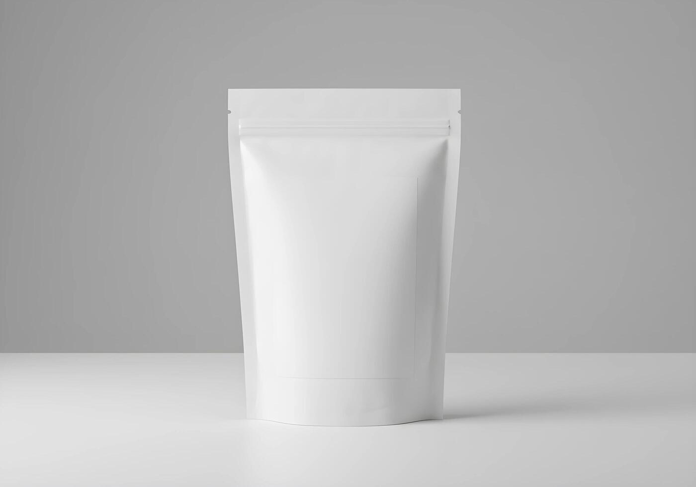 Blank White Stand Up Pouch Mockup for Food and Product Packaging photo