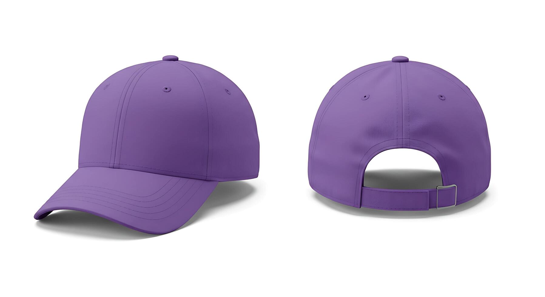 Display of Purple Baseball Cap Front and Back View on White photo