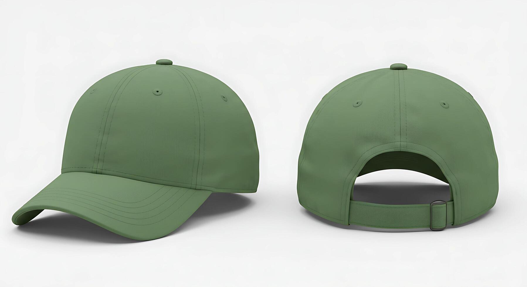 Green Baseball Cap Front and Back Isolated on White Background Mockup photo