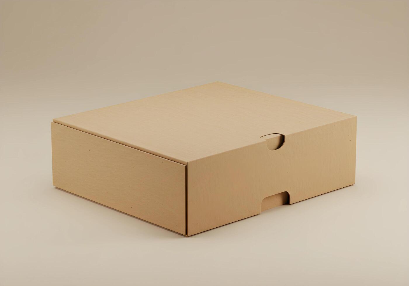 Cardboard Box with Lid Resting on Surface for Storage and Shipping photo