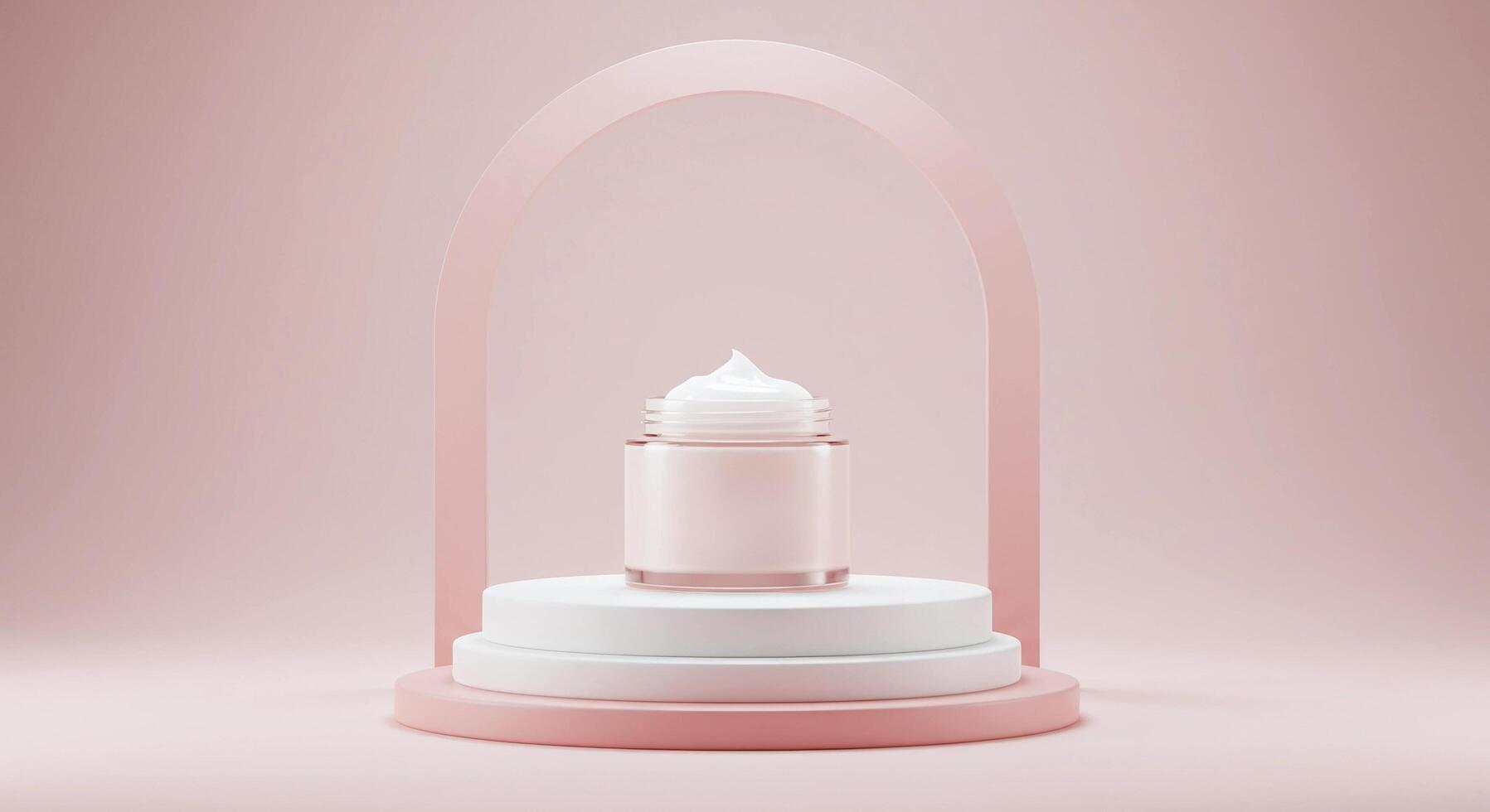 Cream Jar Mockup on a Pedestal for Skincare Product Advertisement photo