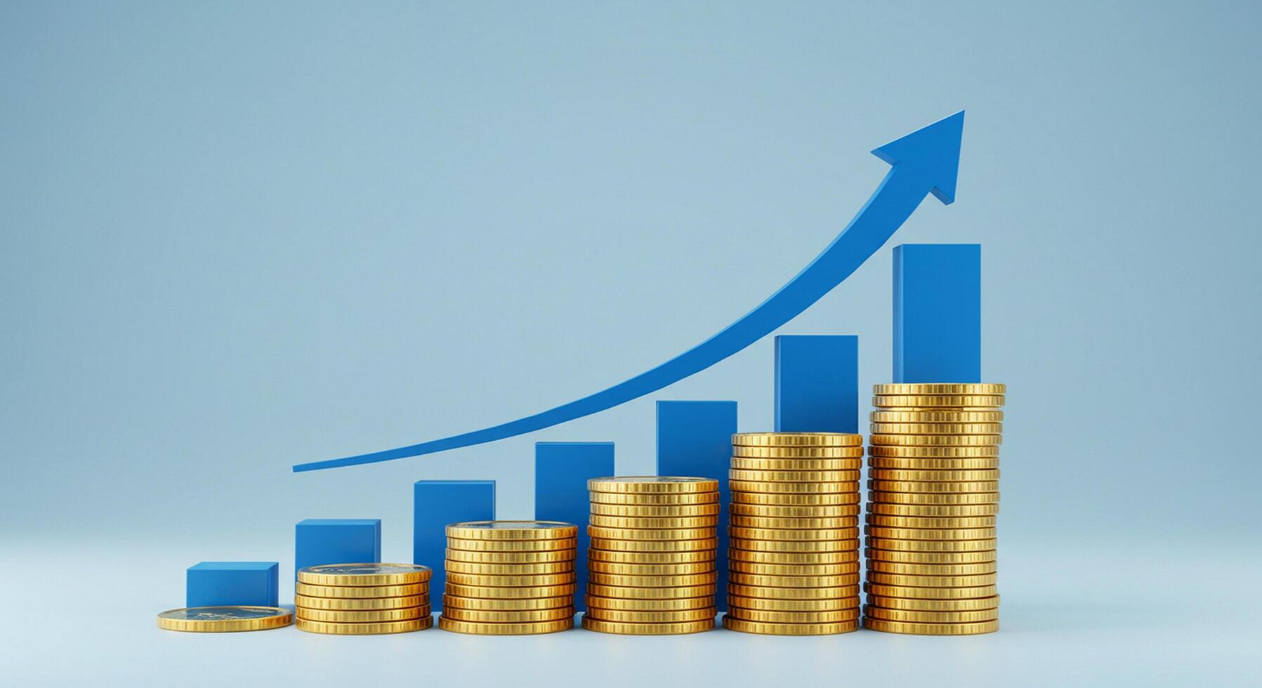 Golden coins and a graph going up photo