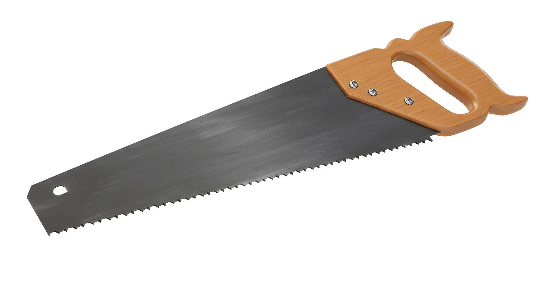 Hand Saw Close-up with Wooden Handle for Carpentry Work photo