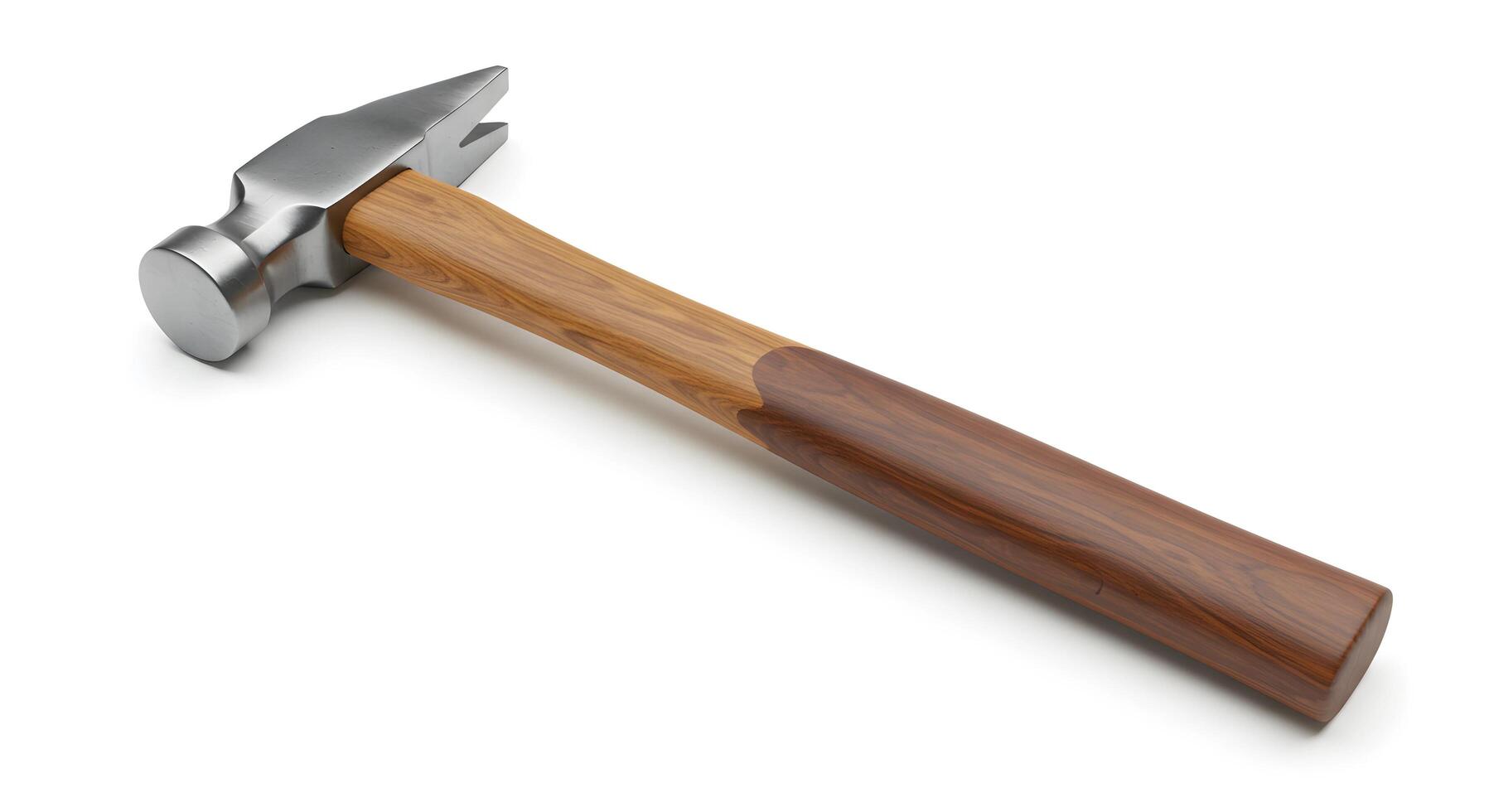 Hammer with Wooden Handle Isolated on White Background for Construction Work photo