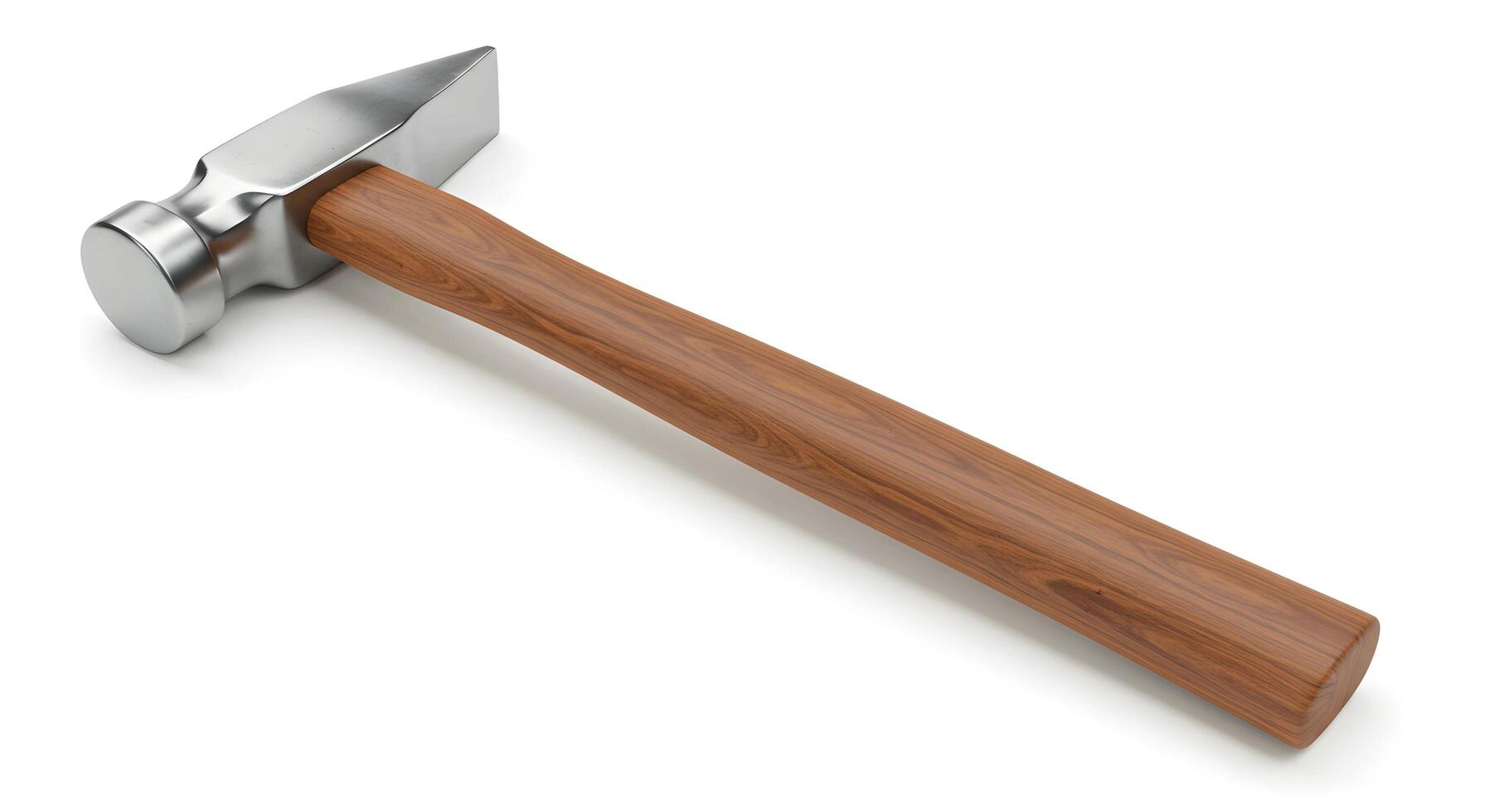 Clean Rendering of Ball-peen Hammer with Wooden Handle on White Background photo