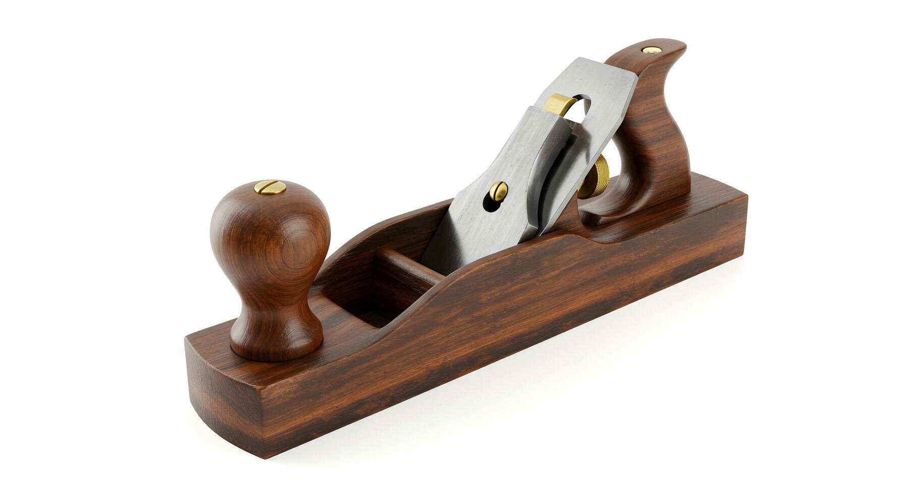 Wooden Hand Plane Tool Close-up for Woodworking or Carpentry Projects photo
