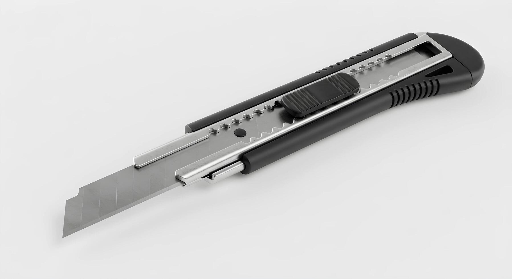 Close-up of a Box Cutter Knife Tool on a White Background photo
