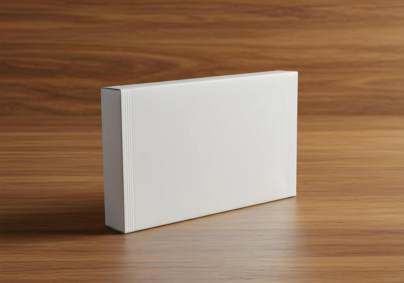 White Box Mockup on Wooden Surface for Product Packaging Presentation photo