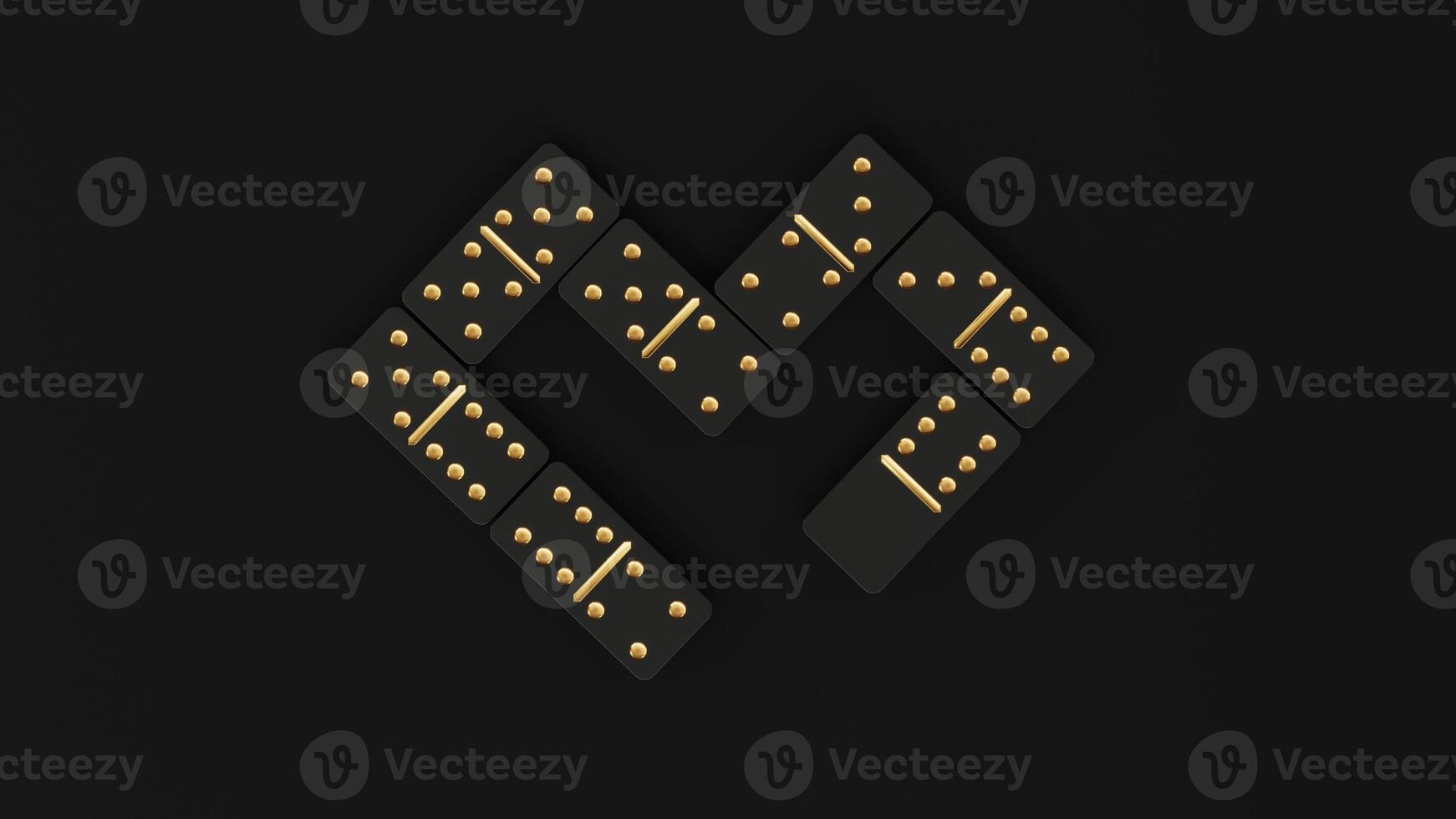 Domino game blocks of dominoes with even dots on a black background. Domino effect business concept, logo for companies, trainings. Board game of dice with a winner and a loser. photo