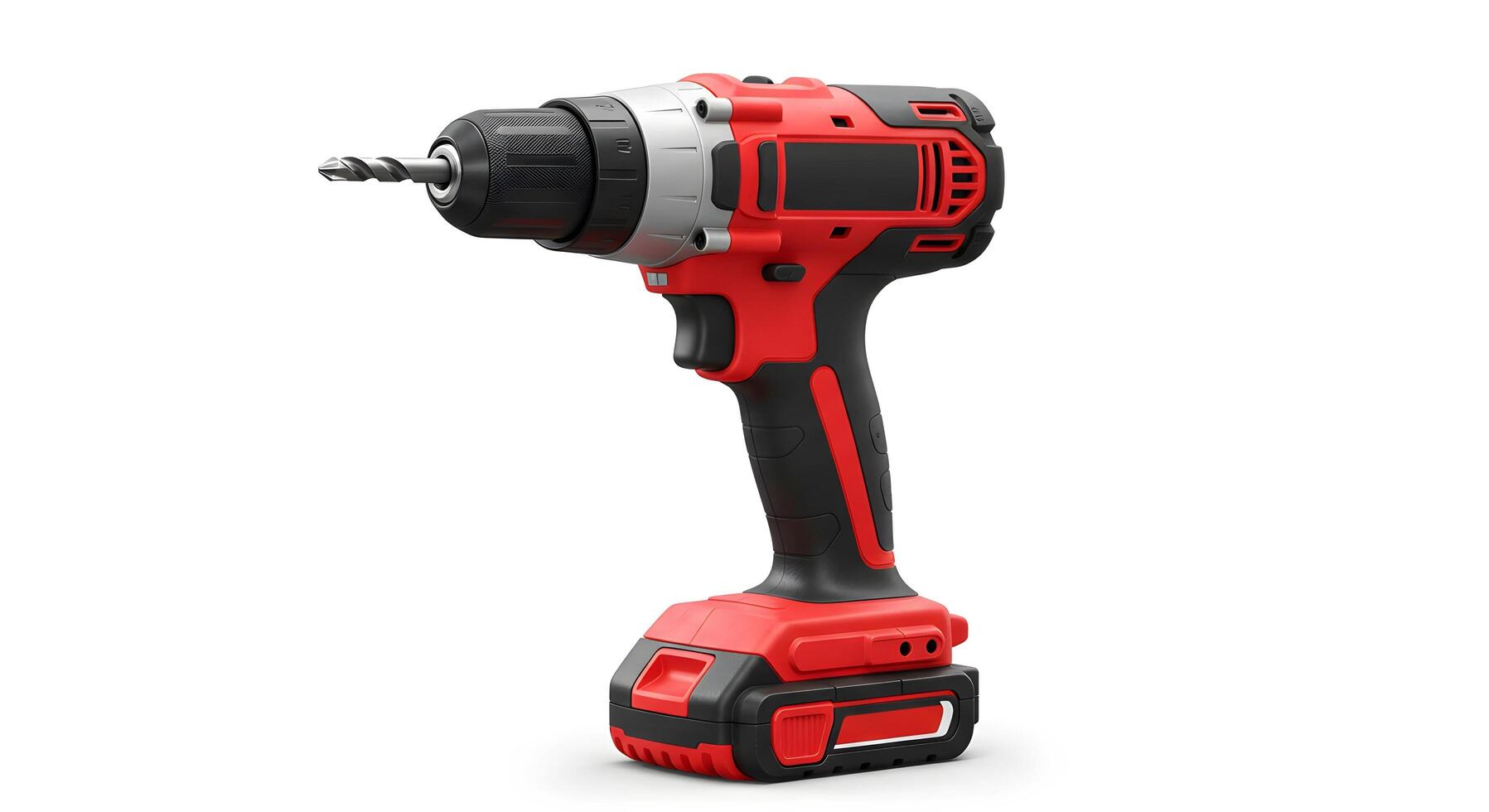 Cordless Drill Power Tool for Construction and Repair Work Shown Isolated photo