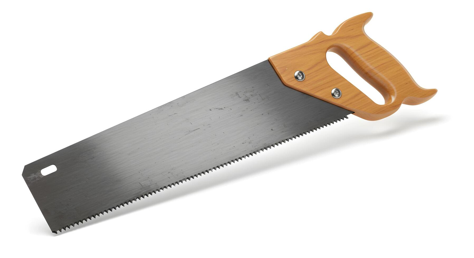 Hand Saw with Wooden Handle Isolated on White Background for Carpentry photo