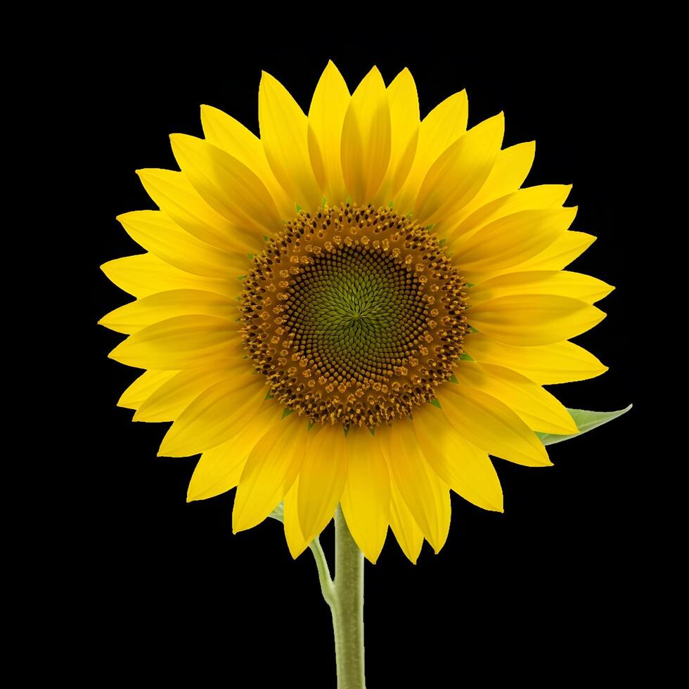 sunflower is shown against a black background photo