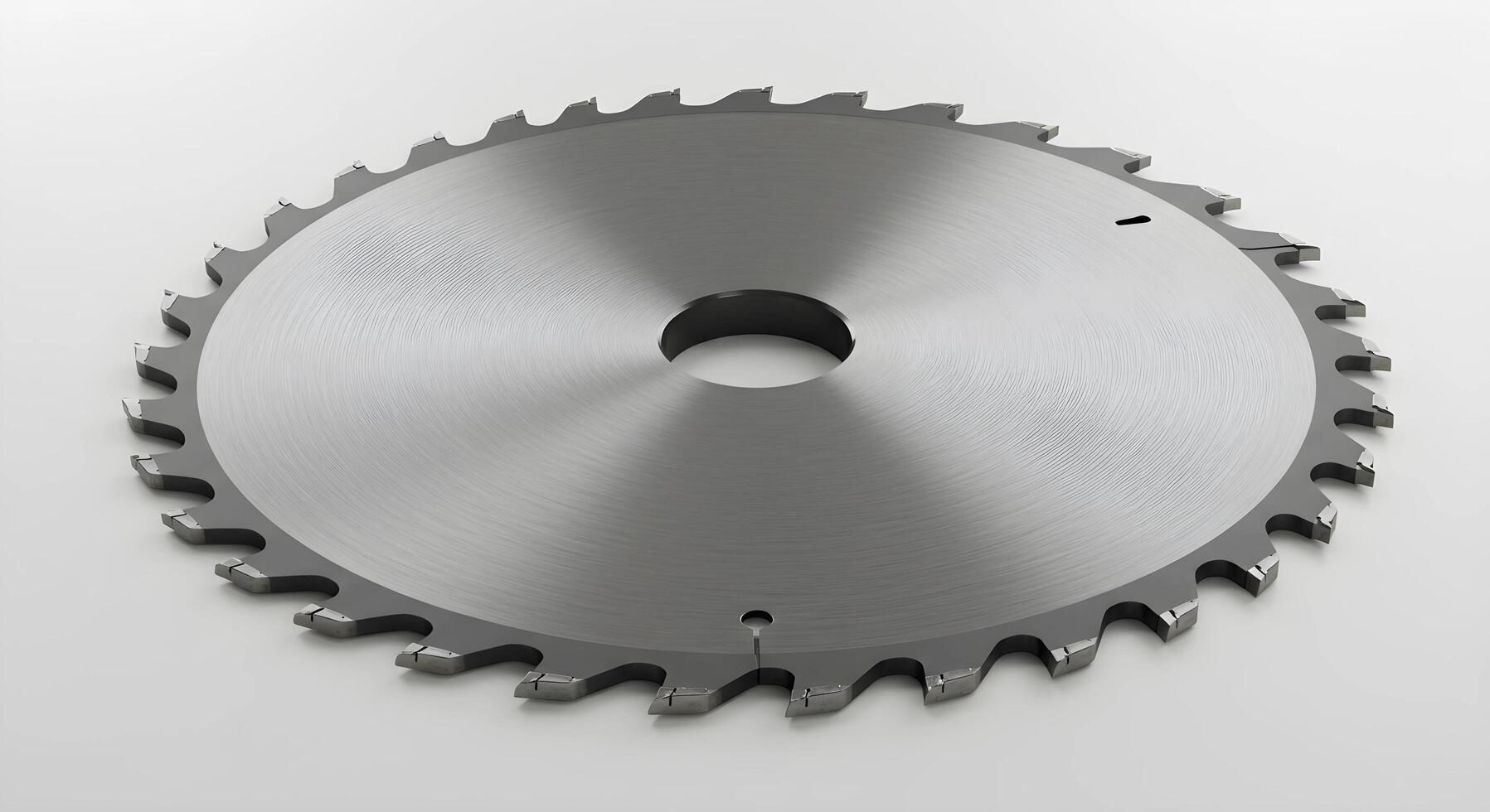Close Up of Circular Saw Blade on White Background for Industrial Use photo
