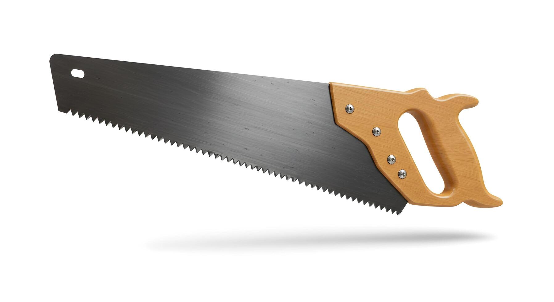 Hand Saw with Wooden Handle Isolated on White Studio Background photo