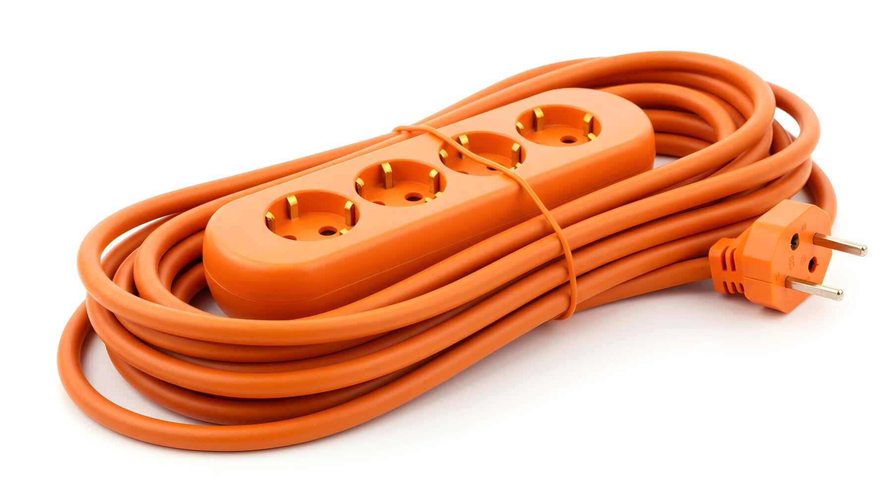 Orange Extension Cord with Multiple Sockets for Power Distribution photo
