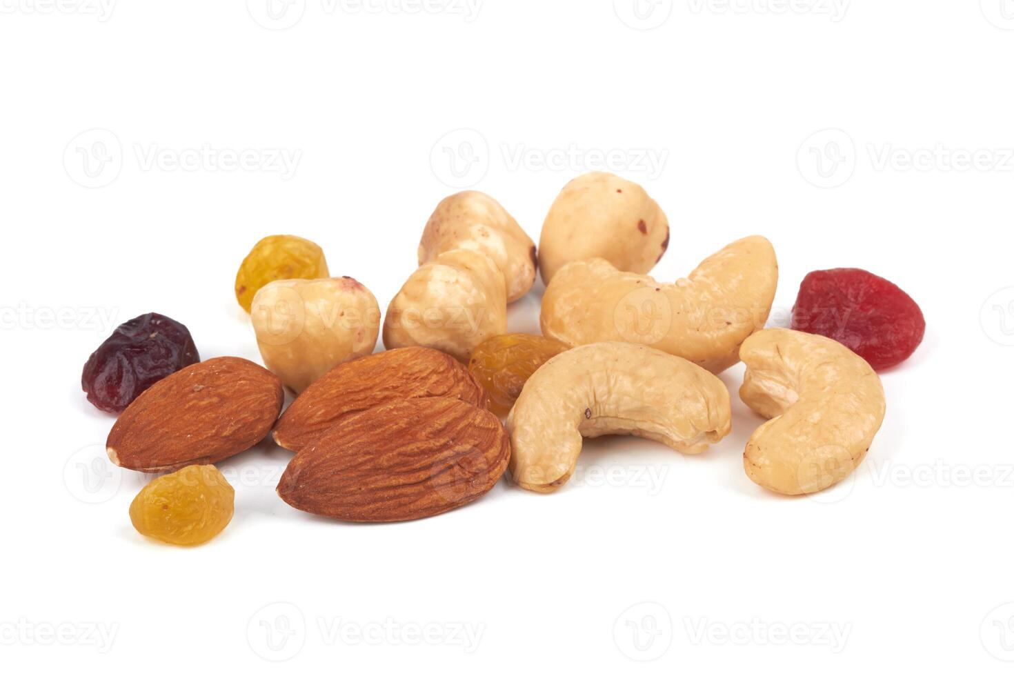 Mixed nuts isolated on white background photo