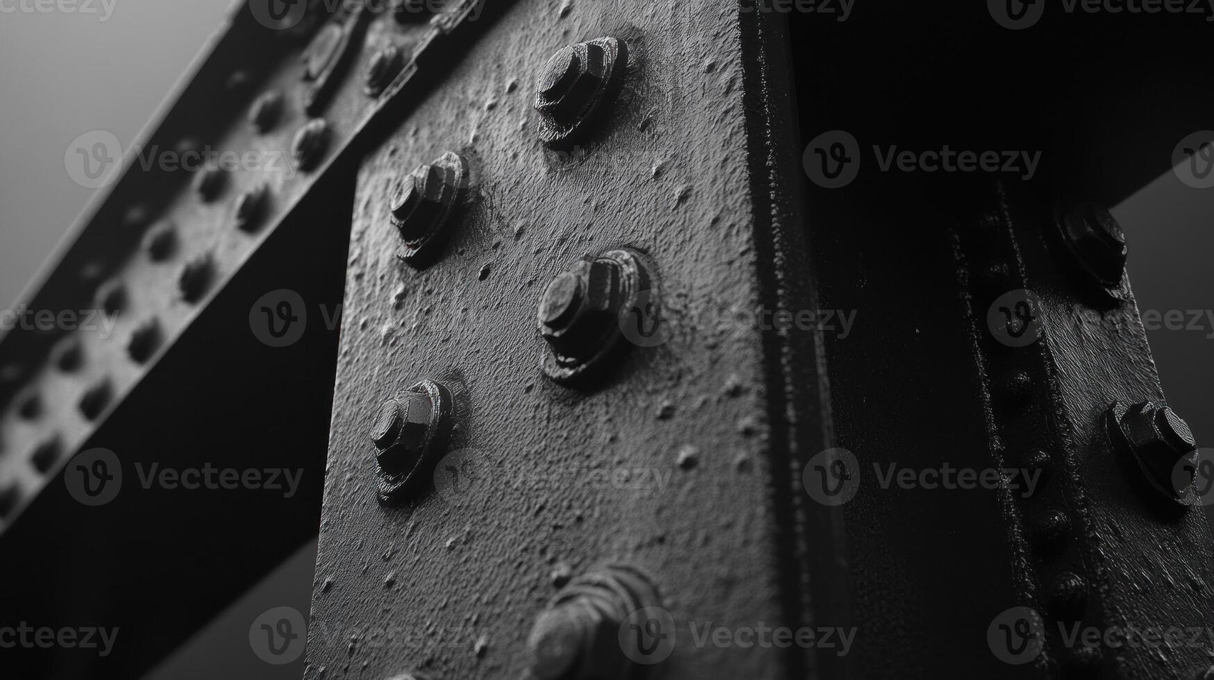 Close-up of Rusty Steel Beam with Multiple Bolts photo