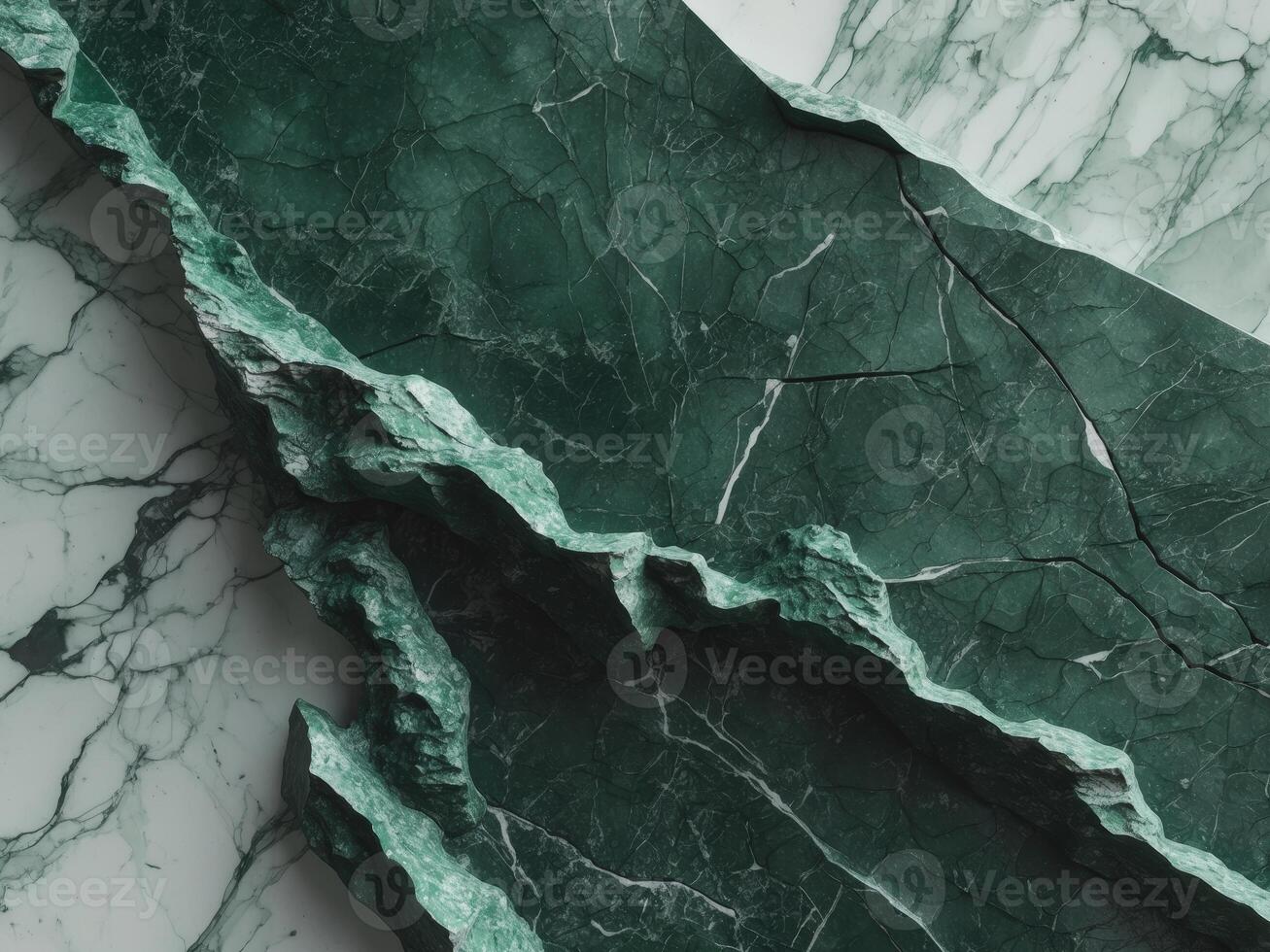 Abstract background dark green color surface covered cracks Emerald marble texture photo