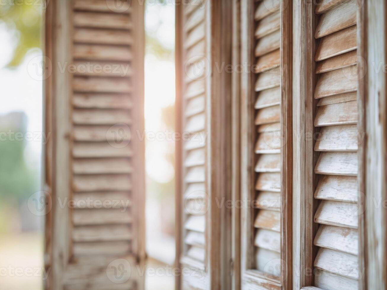 Close up of wooden shutters on a window photo