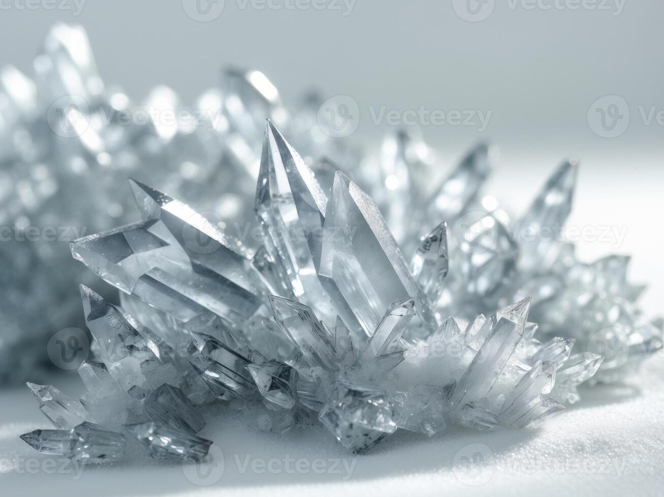 Translucent Grey and White Ice Crystals Cluster Close Up photo
