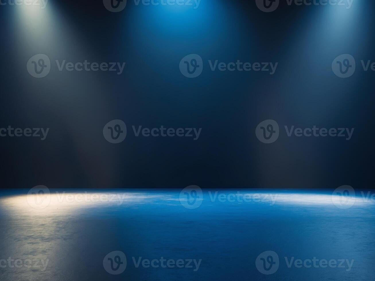 Empty stage dark blue background is lit up The shows. photo