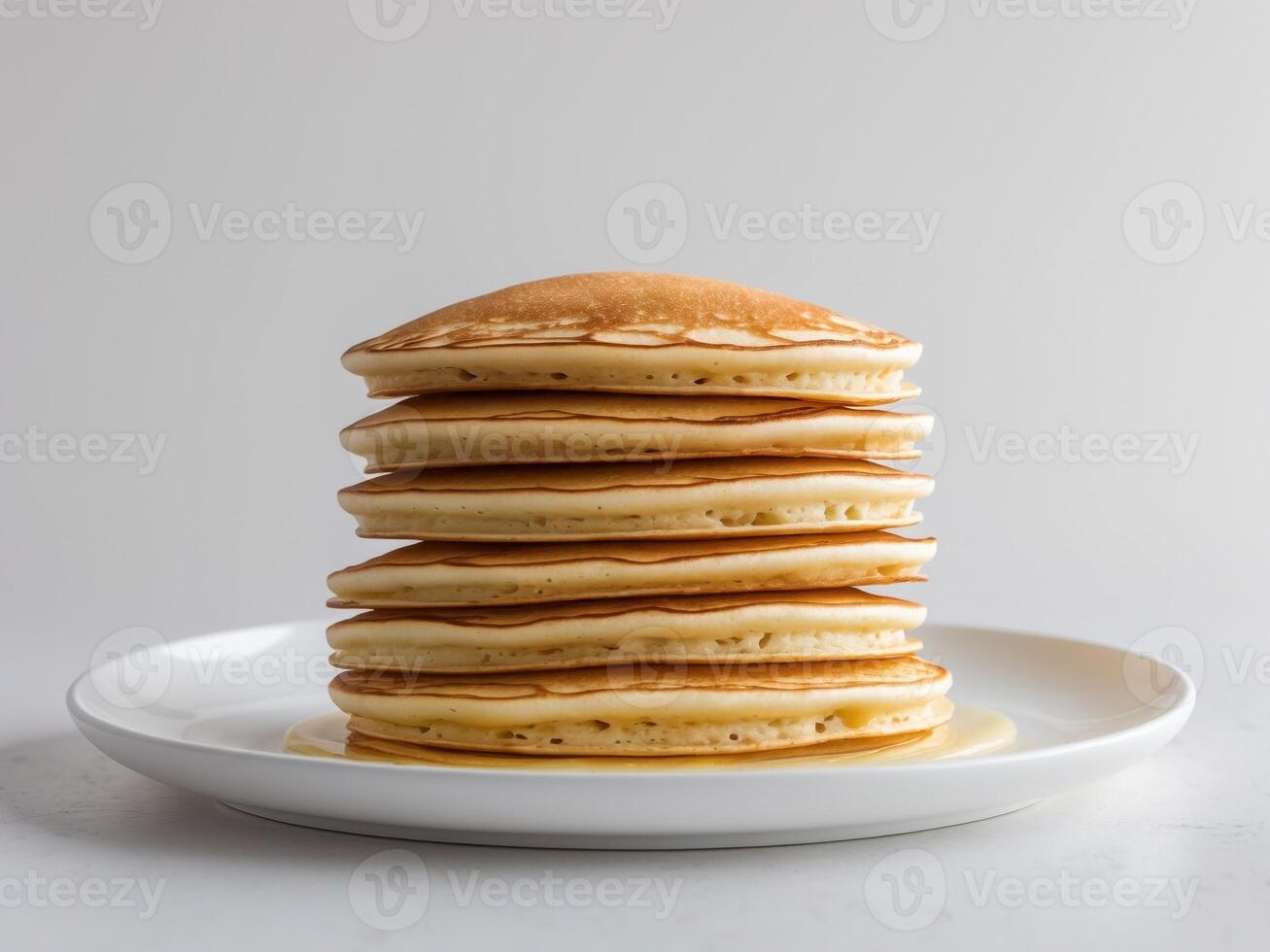 Stack pancakes white plate are golden brown appear of pancake photo